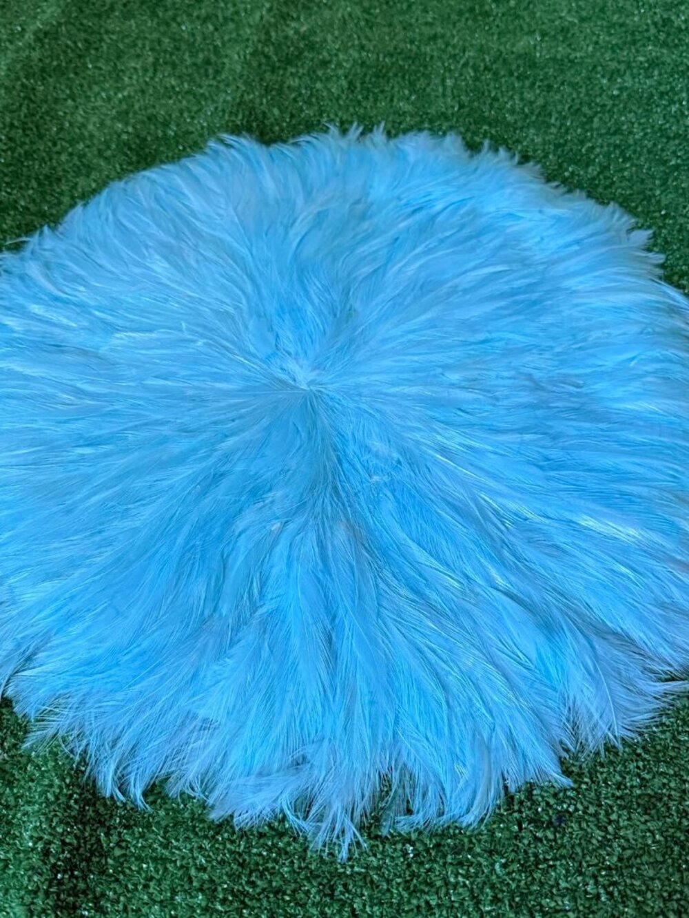 4 Round Blue Feather Placemat Glam Boho Wedding Table Decor Centerpiece NEW
